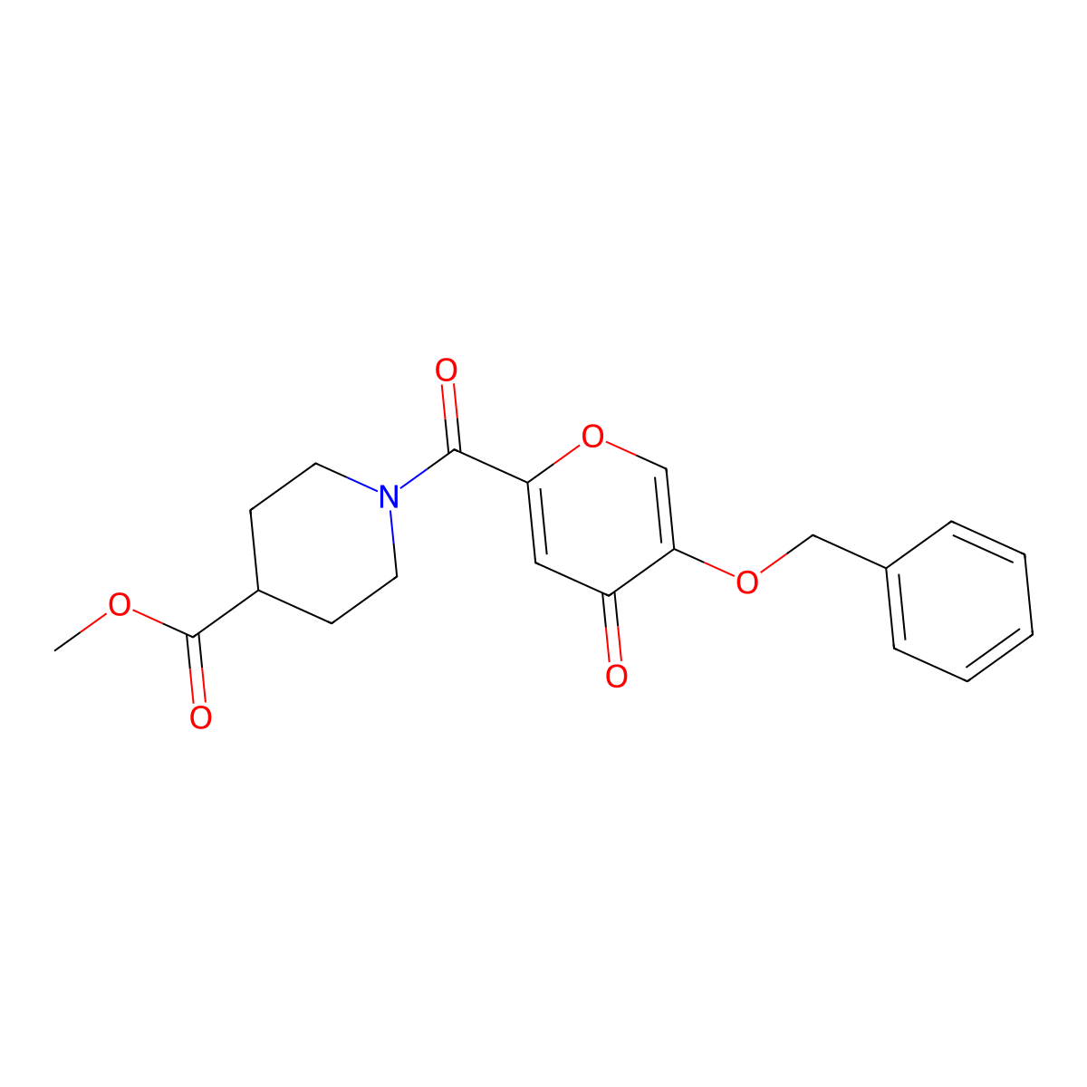 methyl 1-(5-(benzyloxy)-4-oxo-4H-pyran-2-carbonyl)piperidine-4-carboxylate molecular structure, CAS 1021093-20-8