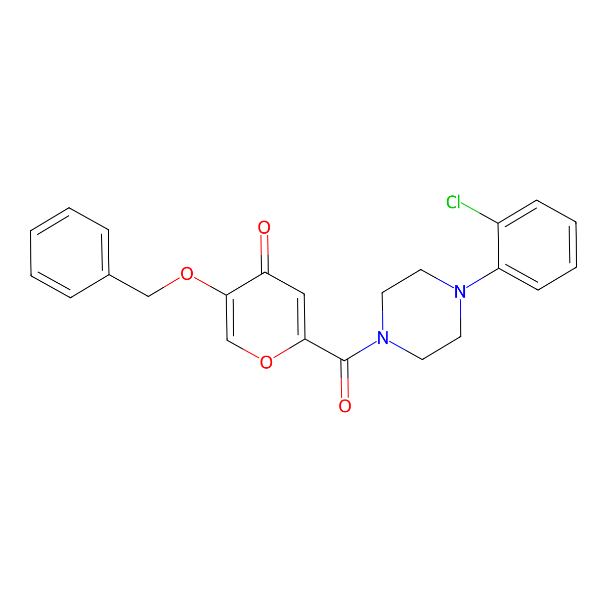 5-(benzyloxy)-2-(4-(2-chlorophenyl)piperazine-1-carbonyl)-4H-pyran-4-one molecular structure, CAS 1021093-22-0