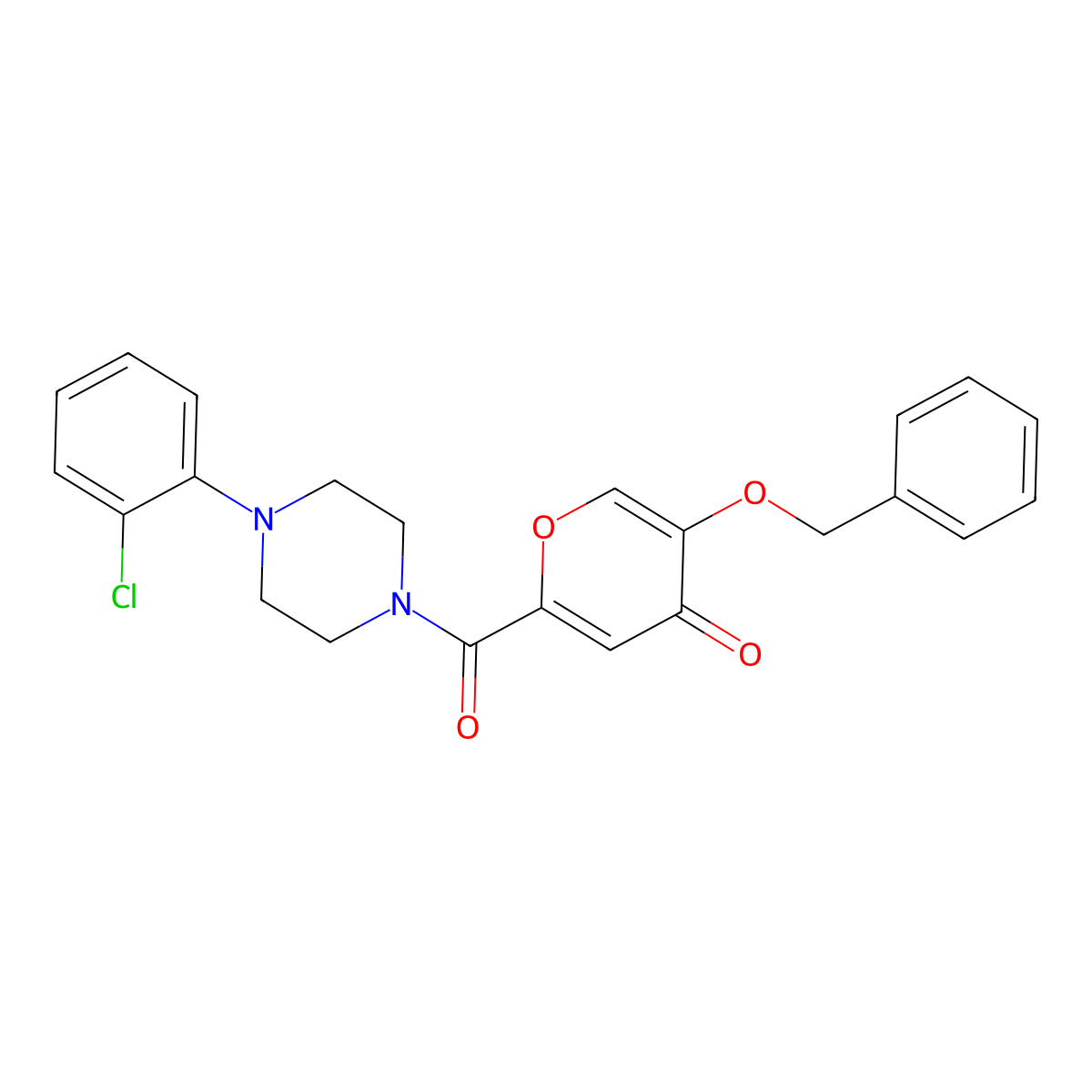 5-(benzyloxy)-2-(4-(2-chlorophenyl)piperazine-1-carbonyl)-4H-pyran-4-one molecular structure, CAS 1021093-22-0