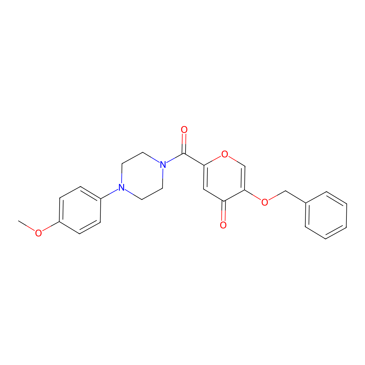 5-(benzyloxy)-2-(4-(4-methoxyphenyl)piperazine-1-carbonyl)-4H-pyran-4-one molecular structure, CAS 1021093-24-2