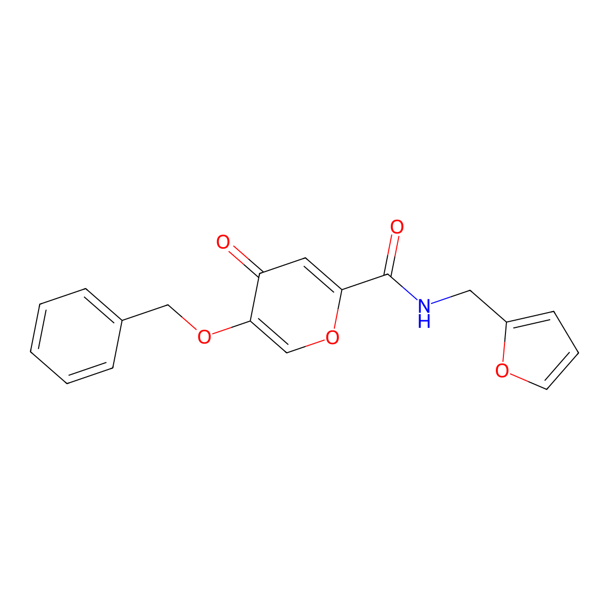 5-(benzyloxy)-N-(furan-2-ylmethyl)-4-oxo-4H-pyran-2-carboxamide molecular structure, CAS 1021093-28-6