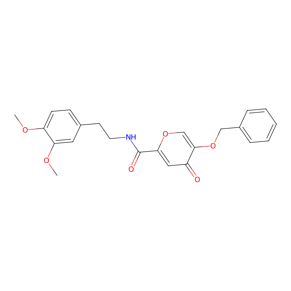 5-(benzyloxy)-N-(3,4-dimethoxyphenethyl)-4-oxo-4H-pyran-2-carboxamide molecular structure, CAS 1021093-30-0