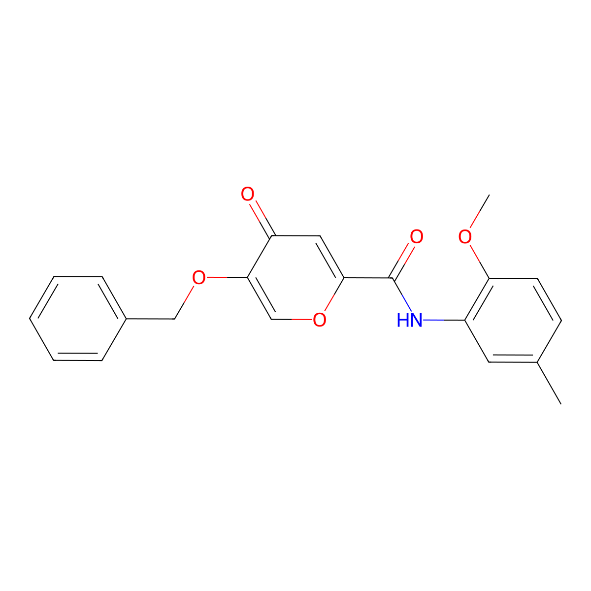 5-(benzyloxy)-N-(2-methoxy-5-methylphenyl)-4-oxo-4H-pyran-2-carboxamide molecular structure, CAS 1021093-34-4