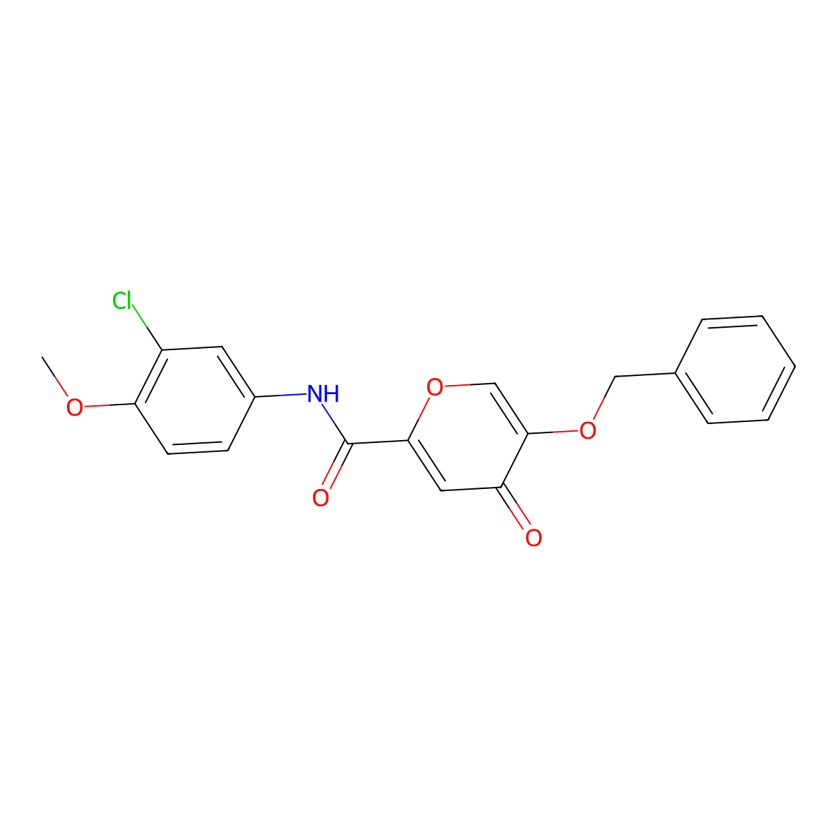 5-(benzyloxy)-N-(3-chloro-4-methoxyphenyl)-4-oxo-4H-pyran-2-carboxamide molecular structure, CAS 1021093-39-9
