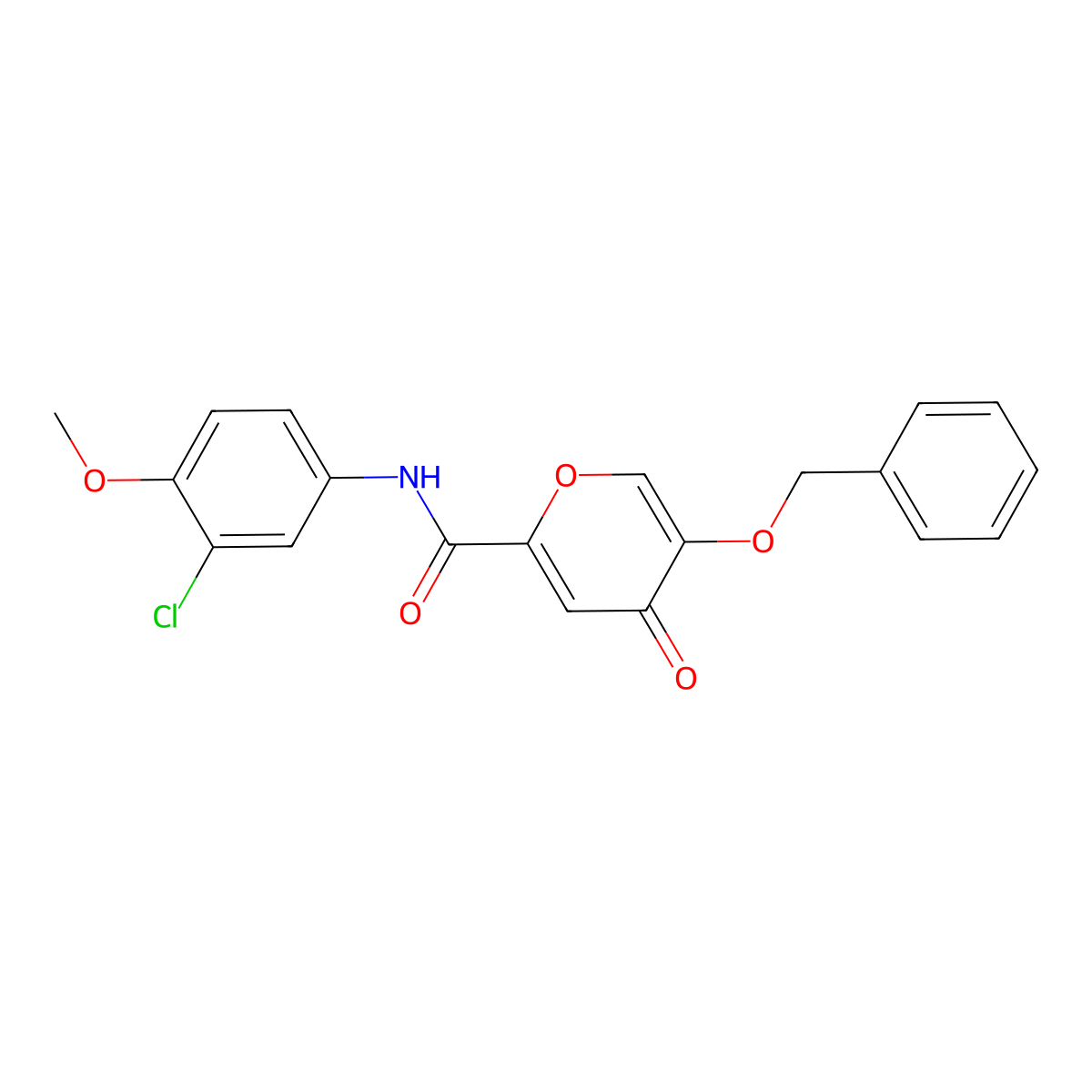 5-(benzyloxy)-N-(3-chloro-4-methoxyphenyl)-4-oxo-4H-pyran-2-carboxamide molecular structure, CAS 1021093-39-9