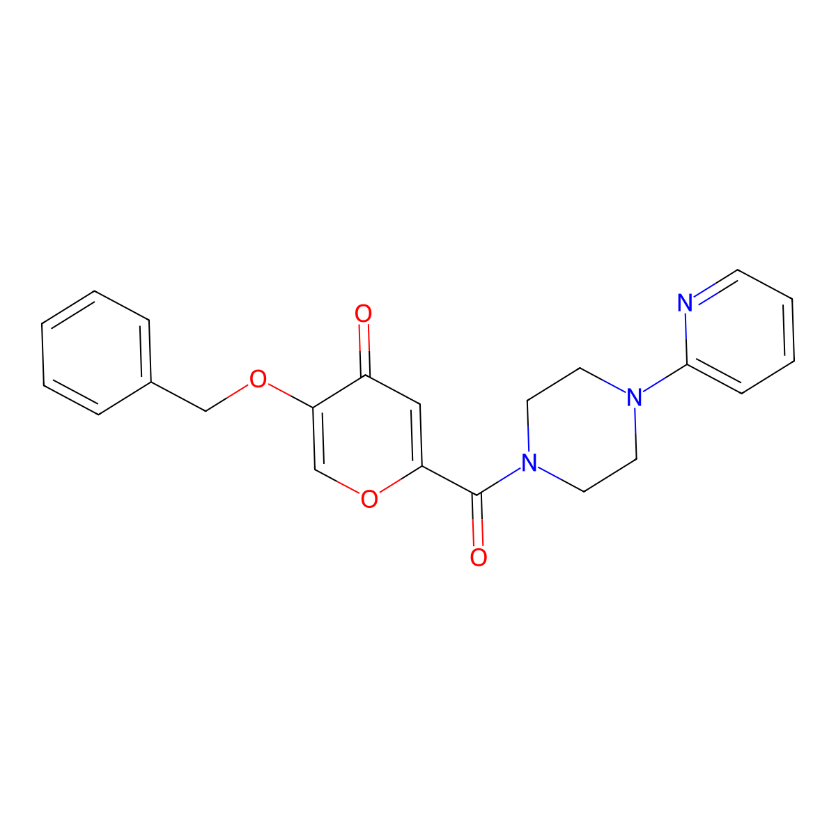 5-(benzyloxy)-2-(4-(pyridin-2-yl)piperazine-1-carbonyl)-4H-pyran-4-one molecular structure, CAS 1021093-42-4