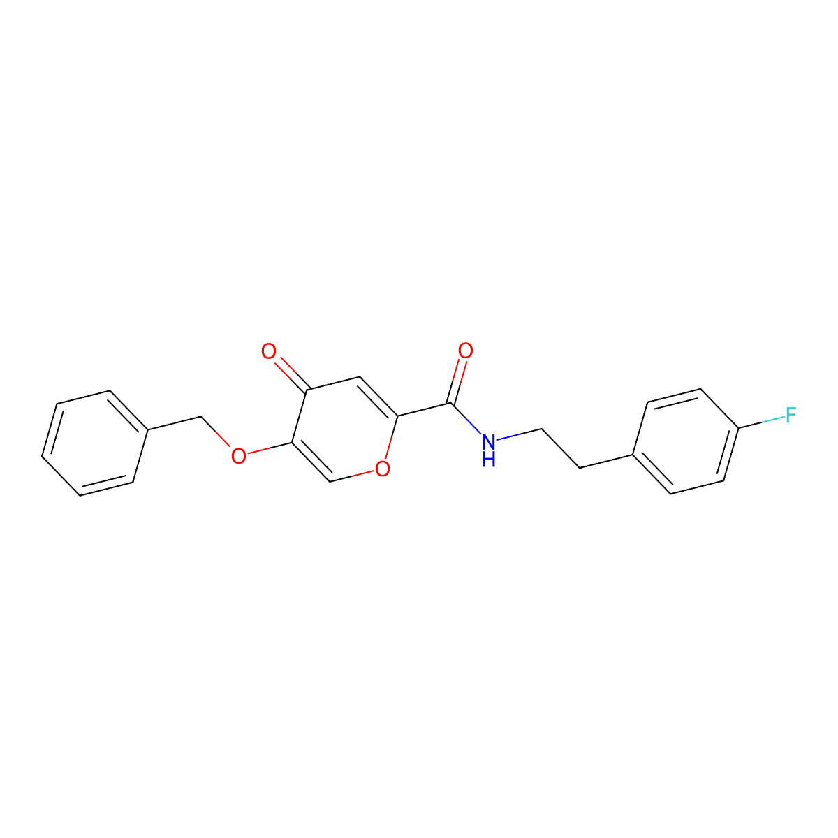 5-(benzyloxy)-N-(4-fluorophenethyl)-4-oxo-4H-pyran-2-carboxamide molecular structure, CAS 1021093-44-6