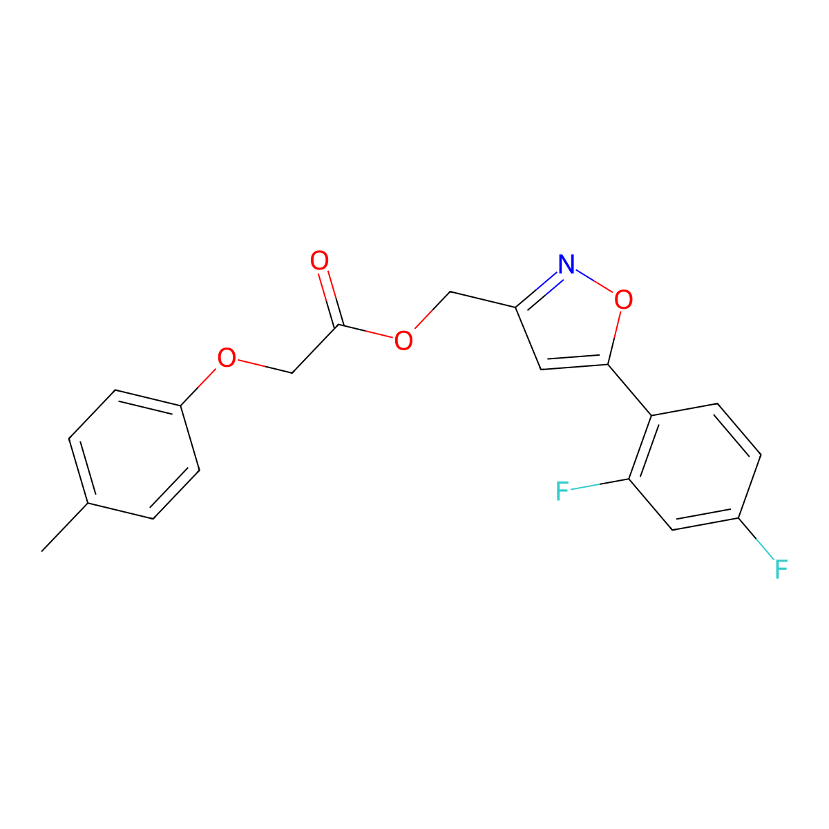 (5-(2,4-Difluorophenyl)isoxazol-3-yl)methyl 2-(p-tolyloxy)acetate molecular structure, CAS 1021093-56-0