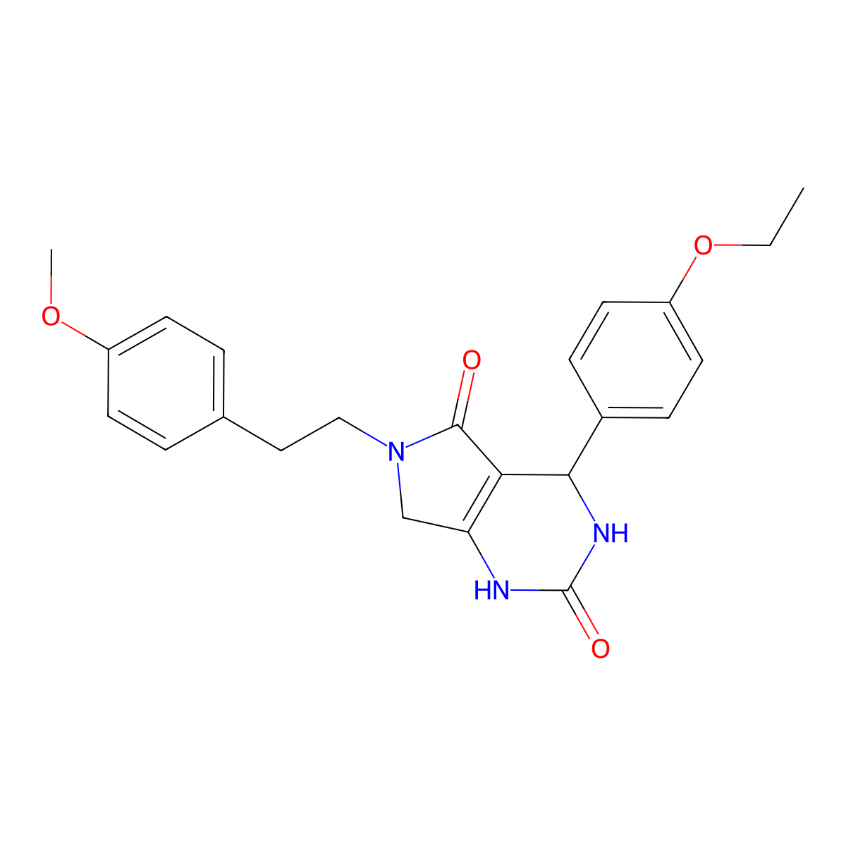 4-(4-ethoxyphenyl)-6-(4-methoxyphenethyl)-3,4,6,7-tetrahydro-1H-pyrrolo[3,4-d]pyrimidine-2,5-dione molecular structure, CAS 1021093-75-3