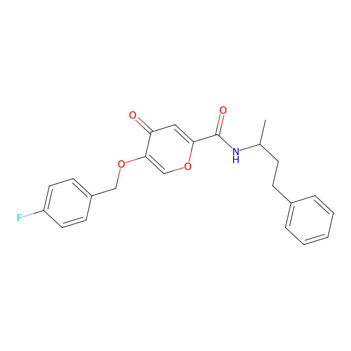 5-((4-fluorobenzyl)oxy)-4-oxo-N-(4-phenylbutan-2-yl)-4H-pyran-2-carboxamide molecular structure, CAS 1021093-76-4