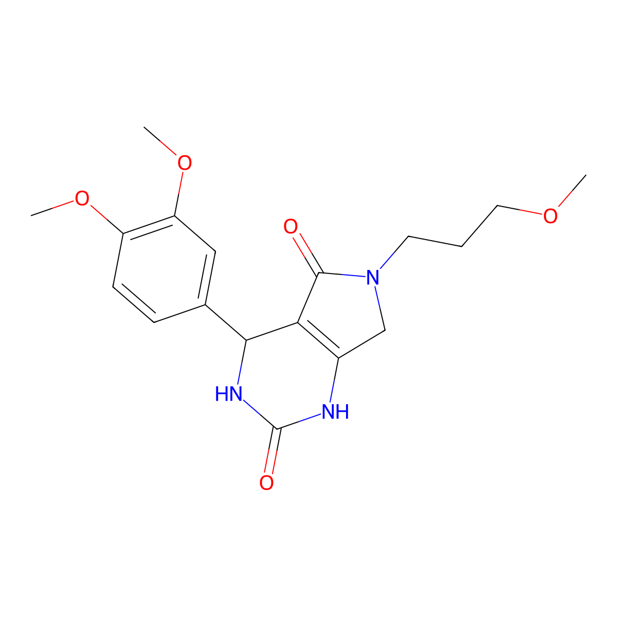 4-(3,4-dimethoxyphenyl)-6-(3-methoxypropyl)-3,4,6,7-tetrahydro-1H-pyrrolo[3,4-d]pyrimidine-2,5-dione molecular structure, CAS 1021093-78-6
