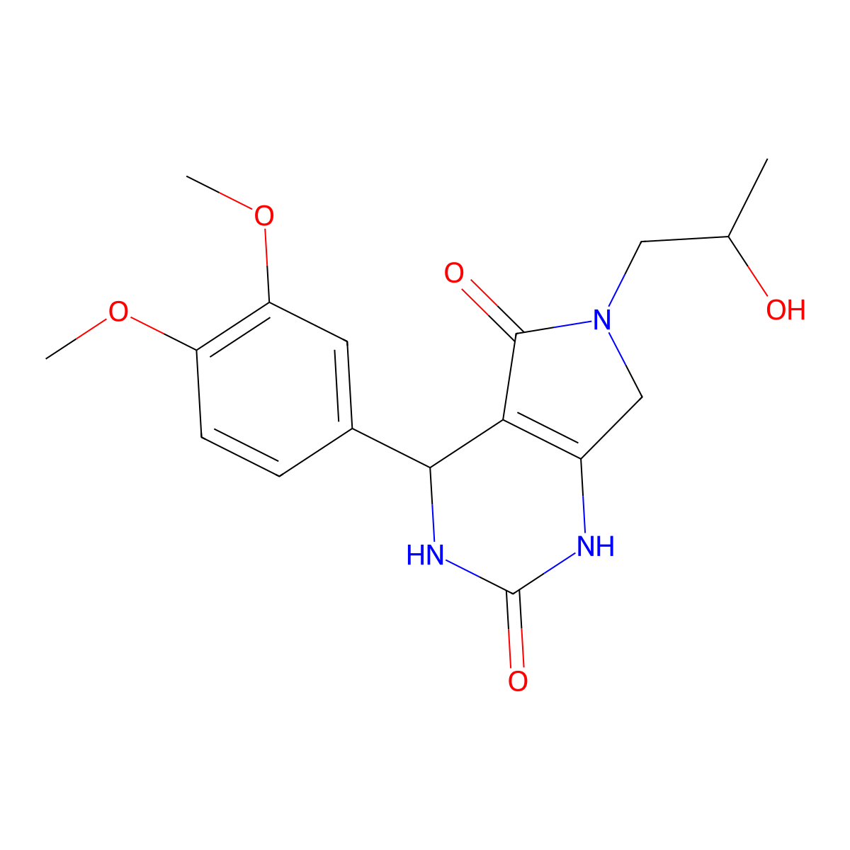 4-(3,4-dimethoxyphenyl)-6-(2-hydroxypropyl)-3,4,6,7-tetrahydro-1H-pyrrolo[3,4-d]pyrimidine-2,5-dione molecular structure, CAS 1021093-80-0