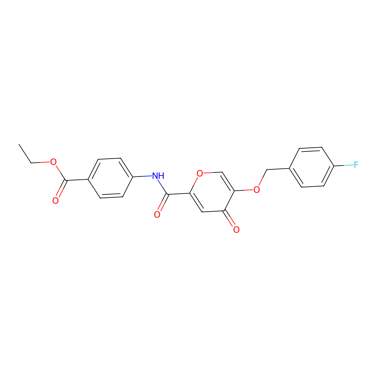 ethyl 4-(5-((4-fluorobenzyl)oxy)-4-oxo-4H-pyran-2-carboxamido)benzoate molecular structure, CAS 1021093-81-1