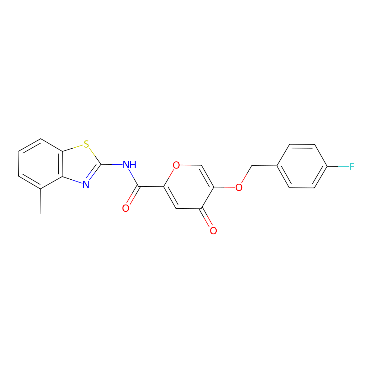 5-((4-fluorobenzyl)oxy)-N-(4-methylbenzo[d]thiazol-2-yl)-4-oxo-4H-pyran-2-carboxamide molecular structure, CAS 1021093-84-4