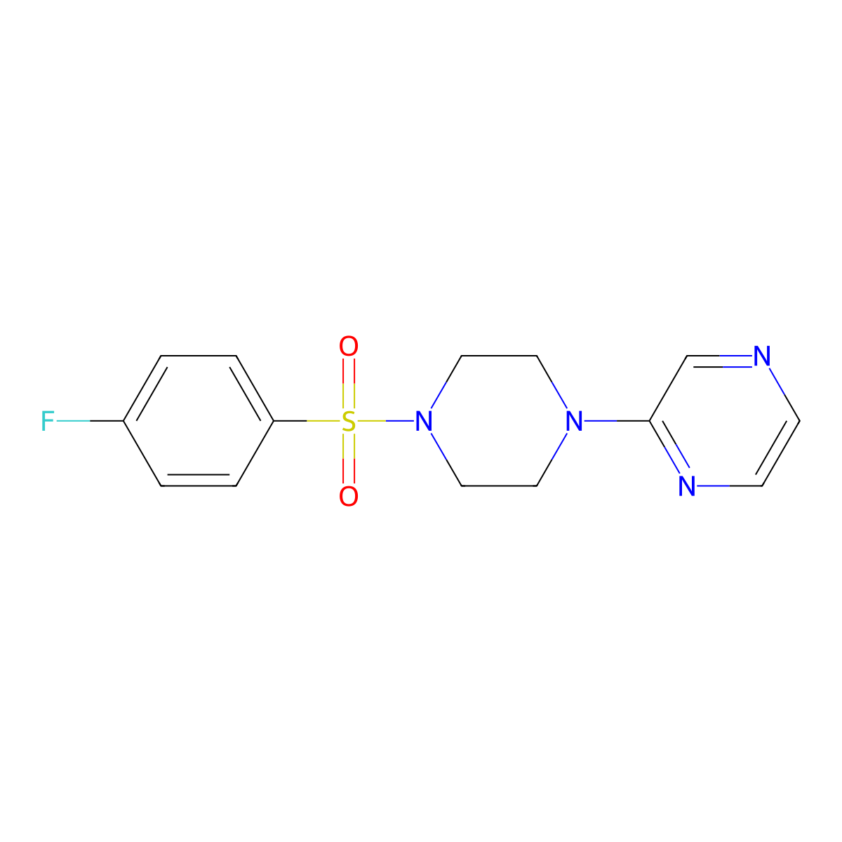 2-(4-((4-Fluorophenyl)sulfonyl)piperazin-1-yl)pyrazine molecular structure, CAS 1021094-05-2