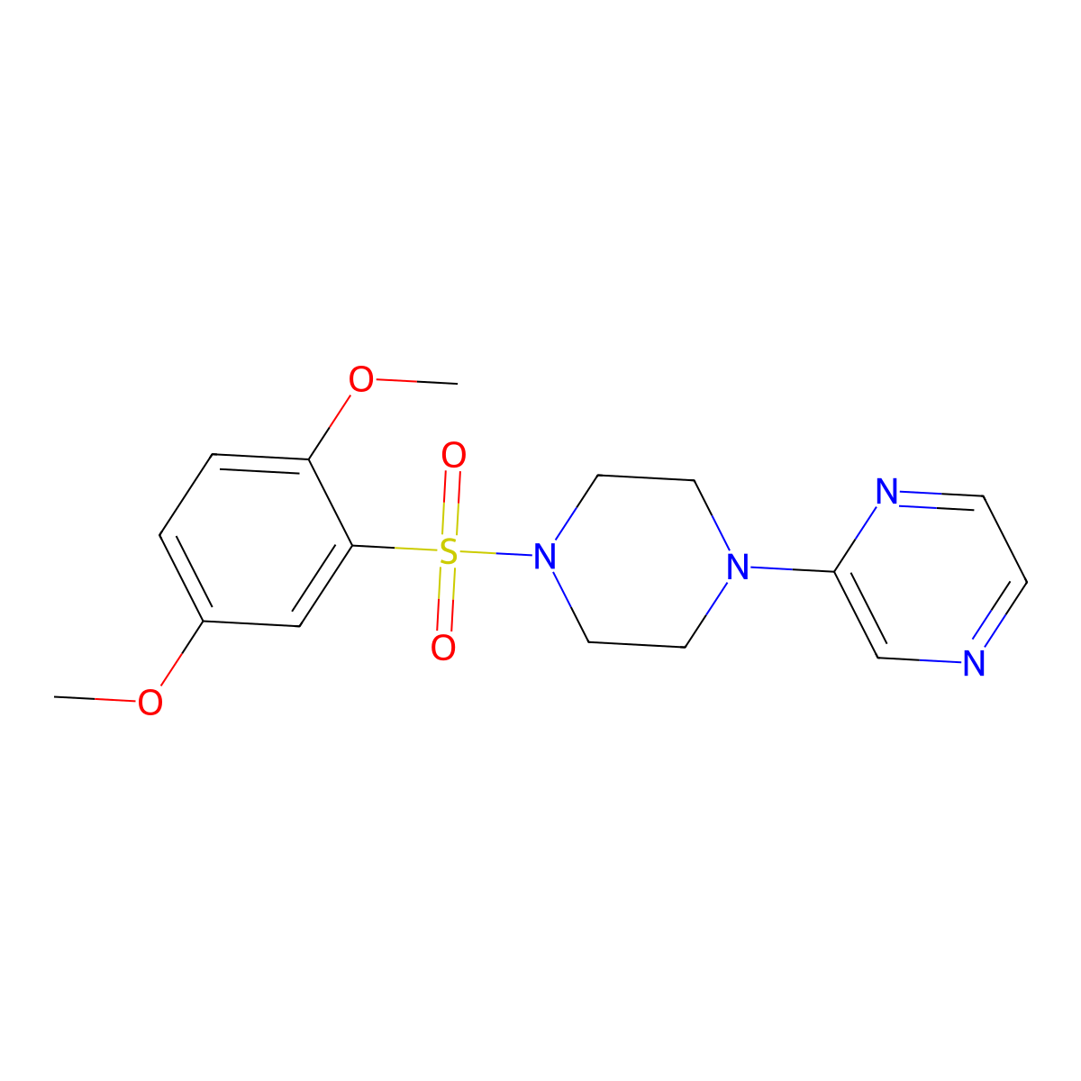 2-[4-(2,5-Dimethoxyphenyl)sulfonylpiperazin-1-yl]pyrazine molecular structure, CAS 1021094-07-4