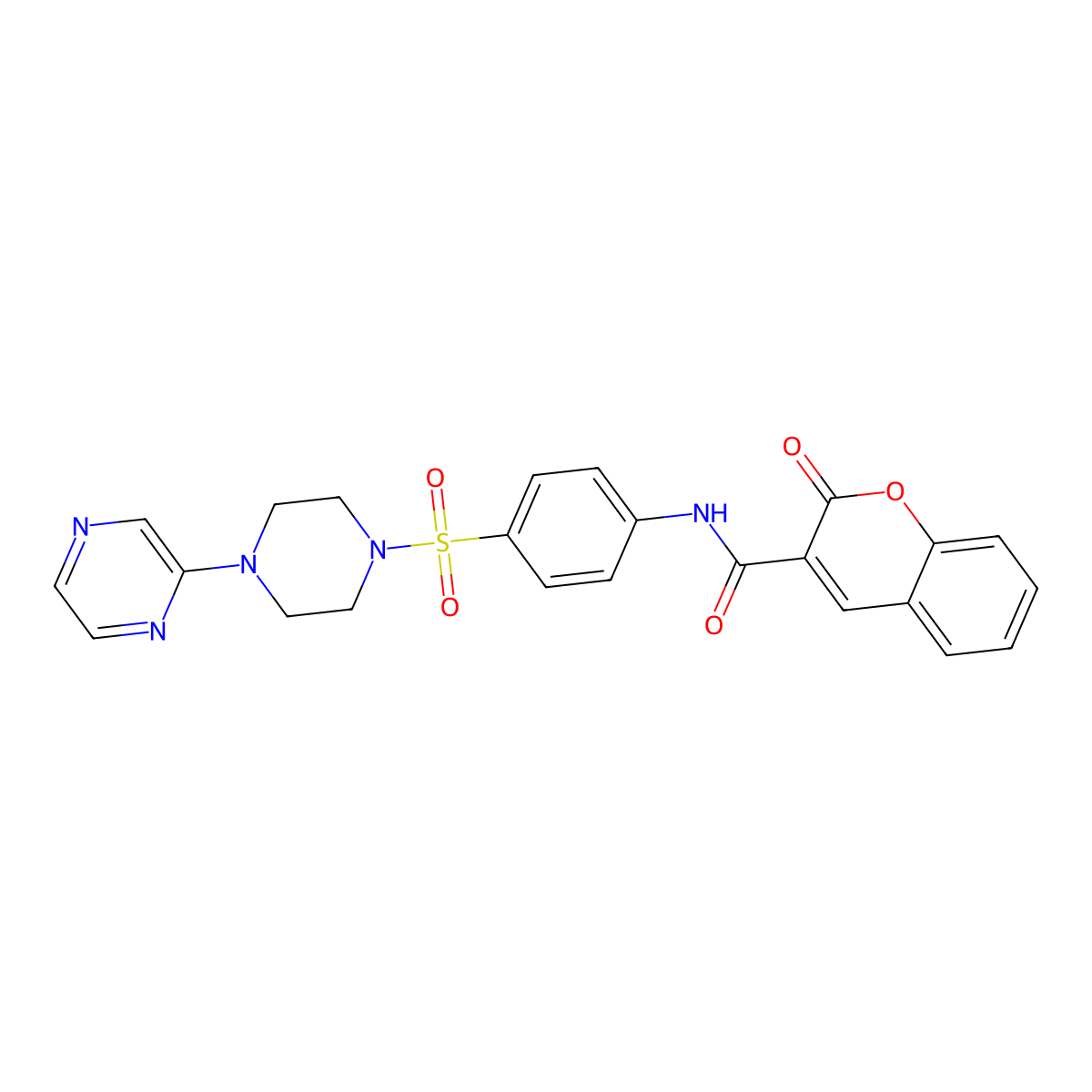 2-oxo-N-(4-((4-(pyrazin-2-yl)piperazin-1-yl)sulfonyl)phenyl)-2H-chromene-3-carboxamide molecular structure, CAS 1021094-15-4
