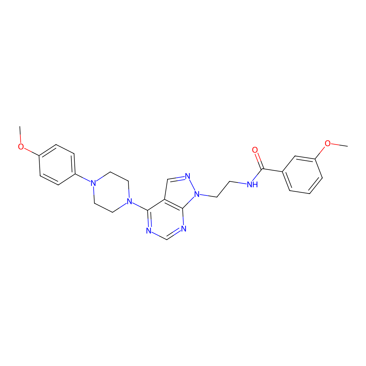 3-methoxy-N-(2-(4-(4-(4-methoxyphenyl)piperazin-1-yl)-1H-pyrazolo[3,4-d]pyrimidin-1-yl)ethyl)benzamide molecular structure, CAS 1021094-27-8
