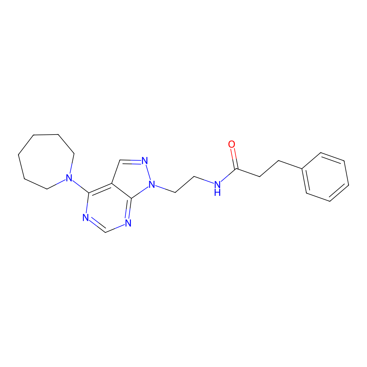 N-(2-(4-(azepan-1-yl)-1H-pyrazolo[3,4-d]pyrimidin-1-yl)ethyl)-3-phenylpropanamide molecular structure, CAS 1021094-51-8