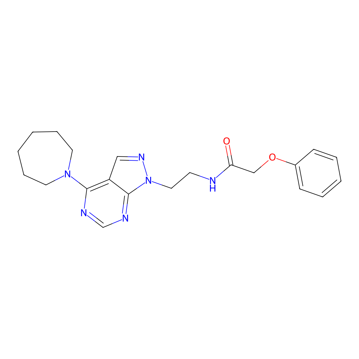 N-(2-(4-(azepan-1-yl)-1H-pyrazolo[3,4-d]pyrimidin-1-yl)ethyl)-2-phenoxyacetamide molecular structure, CAS 1021094-58-5