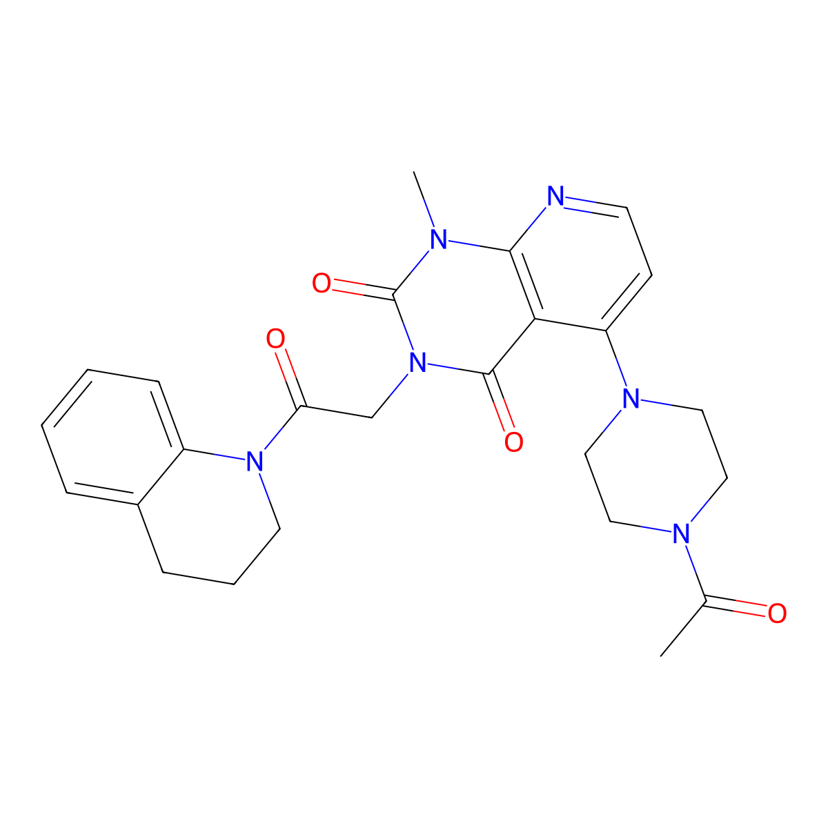 5-(4-acetylpiperazin-1-yl)-3-(2-(3,4-dihydroquinolin-1(2H)-yl)-2-oxoethyl)-1-methylpyrido[2,3-d]pyrimidine-2,4(1H,3H)-dione molecular structure, CAS 1021094-99-4