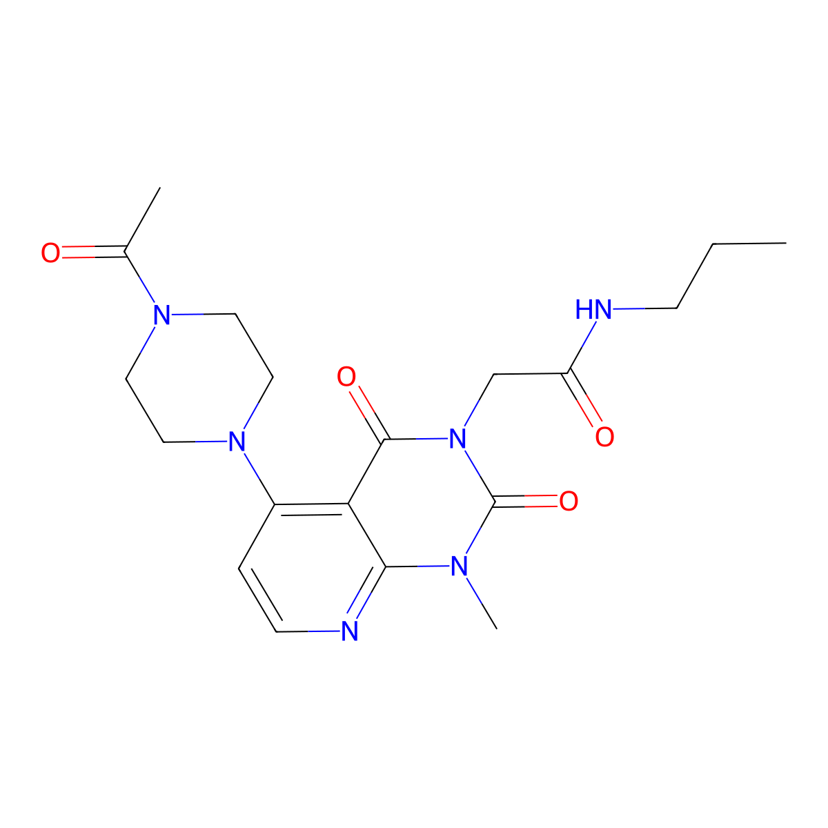 2-(5-(4-acetylpiperazin-1-yl)-1-methyl-2,4-dioxo-1,2-dihydropyrido[2,3-d]pyrimidin-3(4H)-yl)-N-propylacetamide molecular structure, CAS 1021095-08-8
