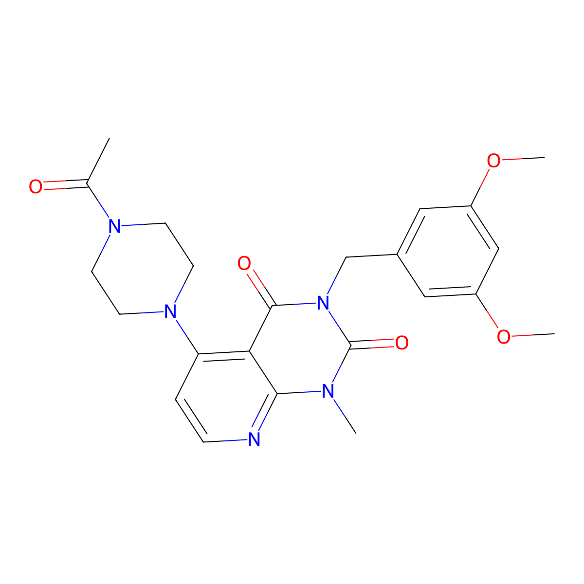 5-(4-acetylpiperazin-1-yl)-3-(3,5-dimethoxybenzyl)-1-methylpyrido[2,3-d]pyrimidine-2,4(1H,3H)-dione molecular structure, CAS 1021095-11-3