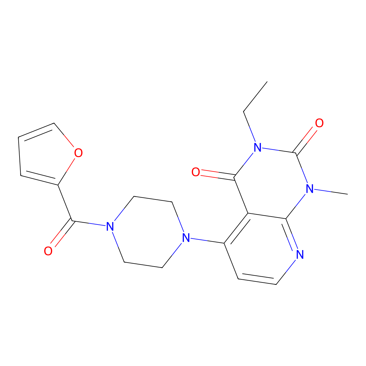 3-ethyl-5-(4-(furan-2-carbonyl)piperazin-1-yl)-1-methylpyrido[2,3-d]pyrimidine-2,4(1H,3H)-dione molecular structure, CAS 1021095-38-4