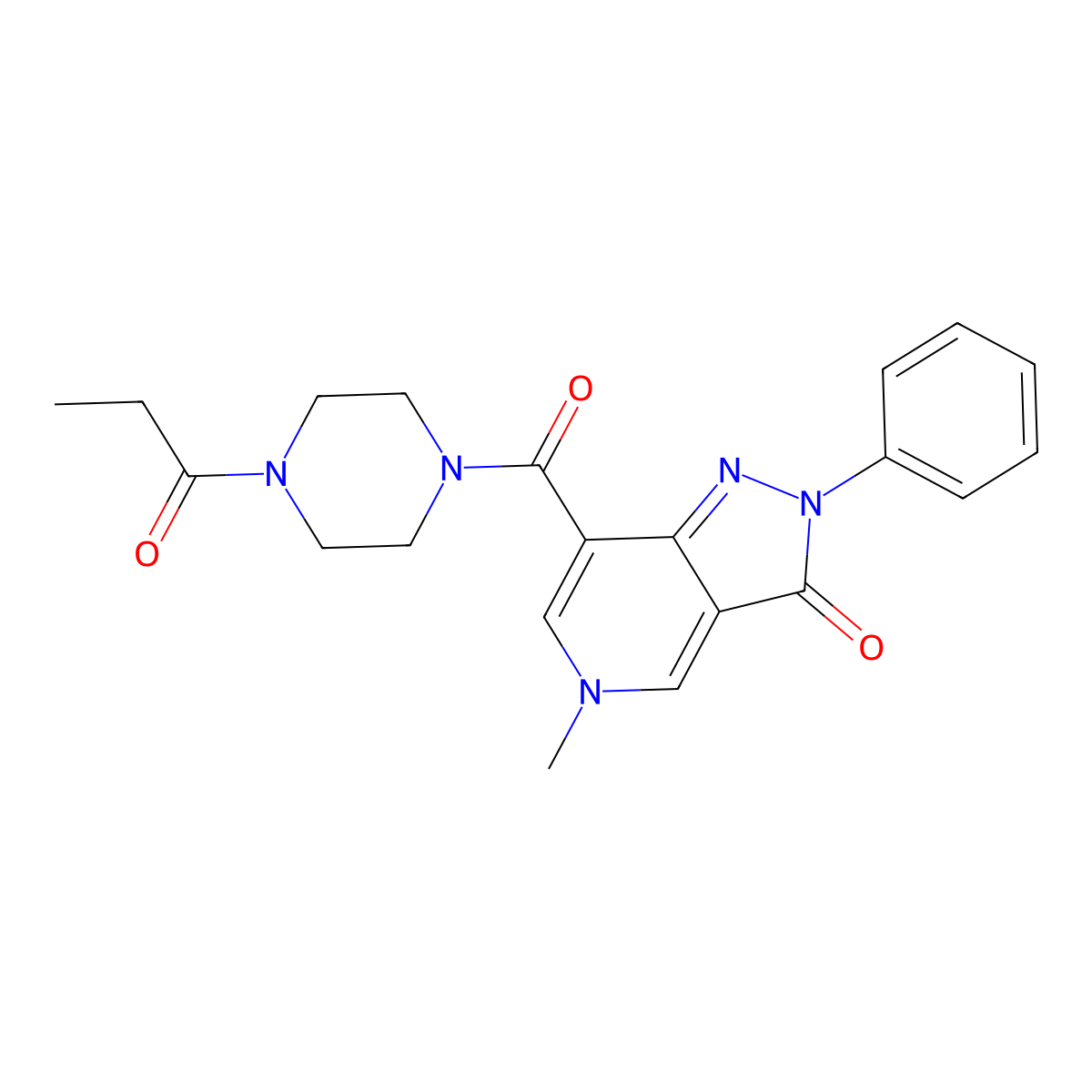 5-methyl-2-phenyl-7-(4-propionylpiperazine-1-carbonyl)-2H-pyrazolo[4,3-c]pyridin-3(5H)-one molecular structure, CAS 1021095-46-4