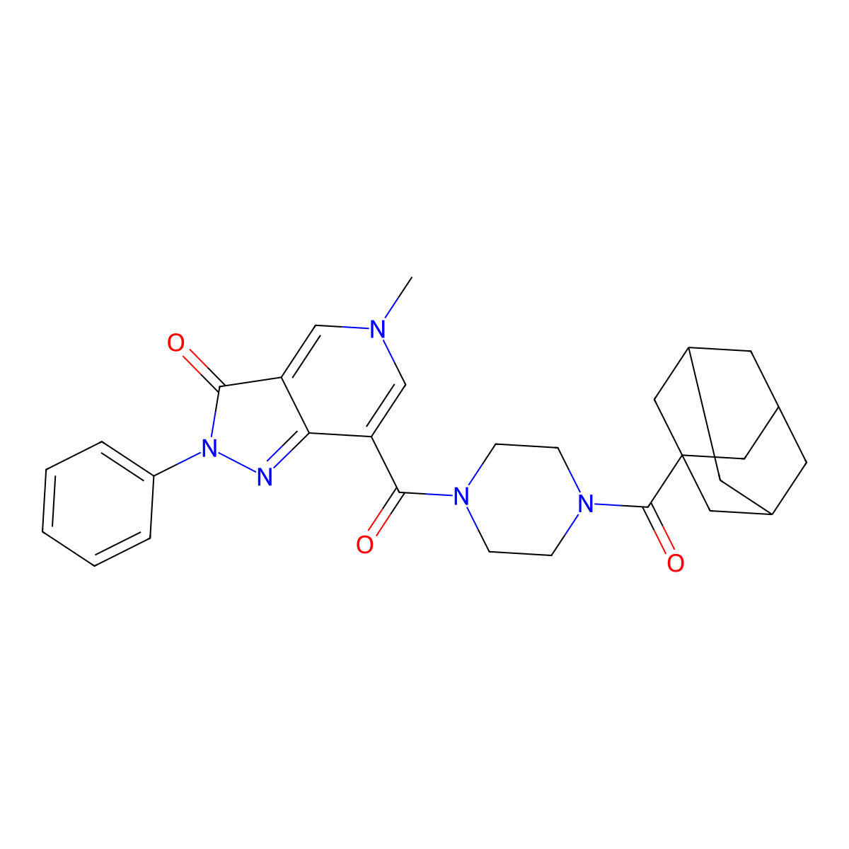 7-[4-(adamantane-1-carbonyl)piperazine-1-carbonyl]-5-methyl-2-phenyl-2H,3H,5H-pyrazolo[4,3-c]pyridin-3-one molecular structure, CAS 1021095-51-1