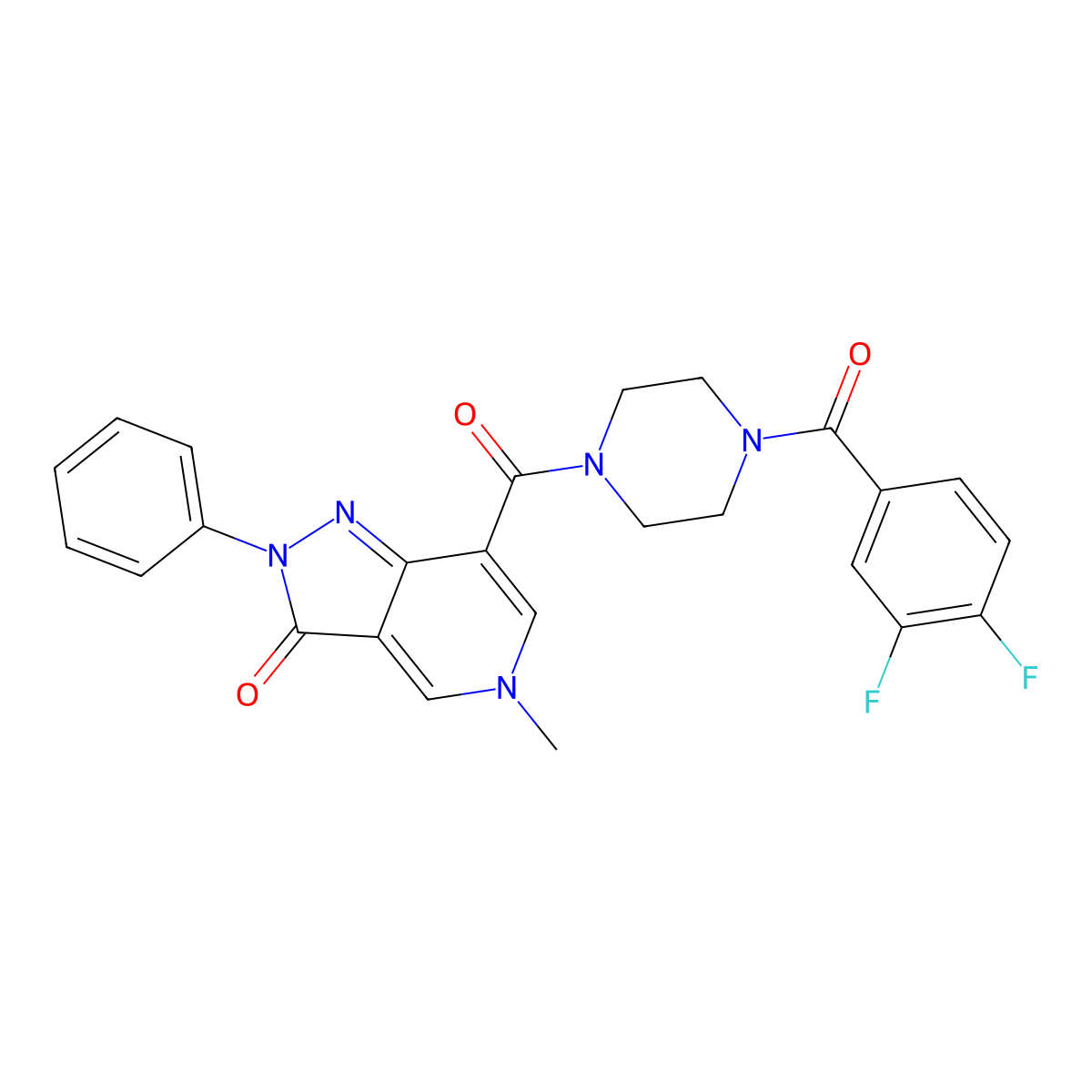 7-(4-(3,4-difluorobenzoyl)piperazine-1-carbonyl)-5-methyl-2-phenyl-2H-pyrazolo[4,3-c]pyridin-3(5H)-one molecular structure, CAS 1021095-56-6