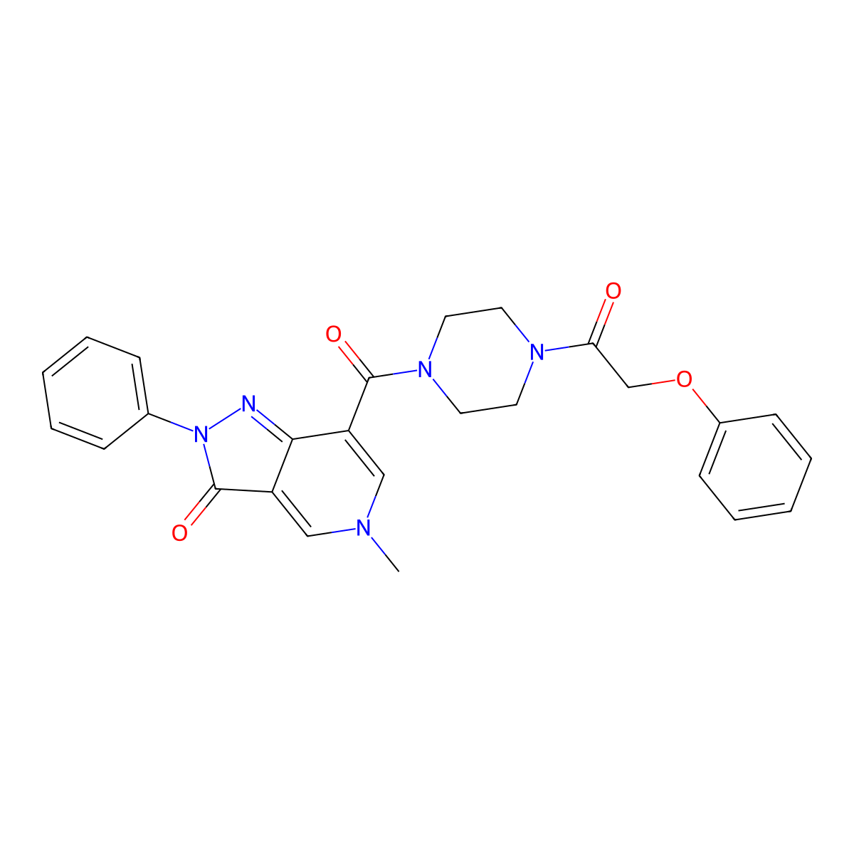 5-methyl-7-(4-(2-phenoxyacetyl)piperazine-1-carbonyl)-2-phenyl-2H-pyrazolo[4,3-c]pyridin-3(5H)-one molecular structure, CAS 1021095-60-2