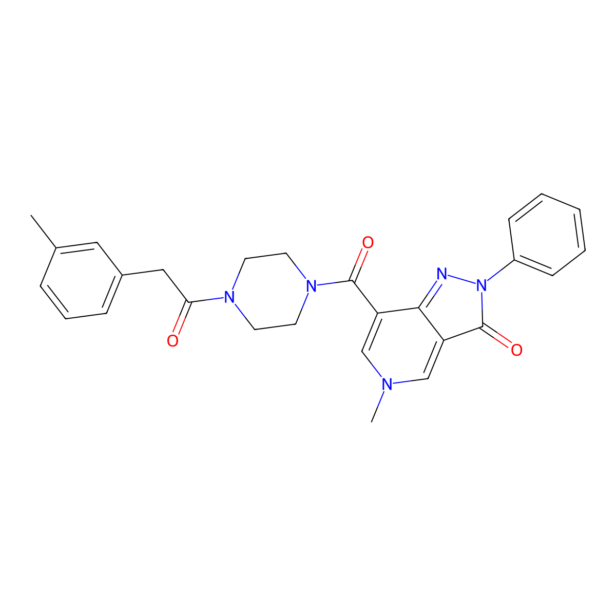 5-methyl-2-phenyl-7-(4-(2-(m-tolyl)acetyl)piperazine-1-carbonyl)-2H-pyrazolo[4,3-c]pyridin-3(5H)-one molecular structure, CAS 1021095-67-9
