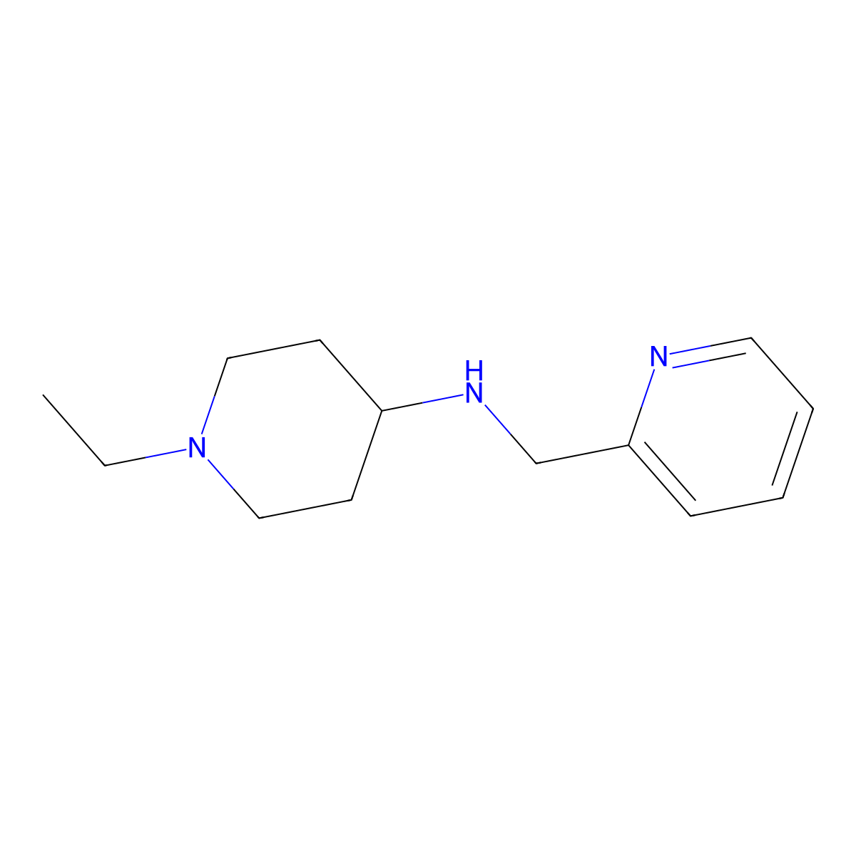 1-ethyl-N-(pyridin-2-ylmethyl)piperidin-4-amine molecular structure, CAS 1021095-73-7