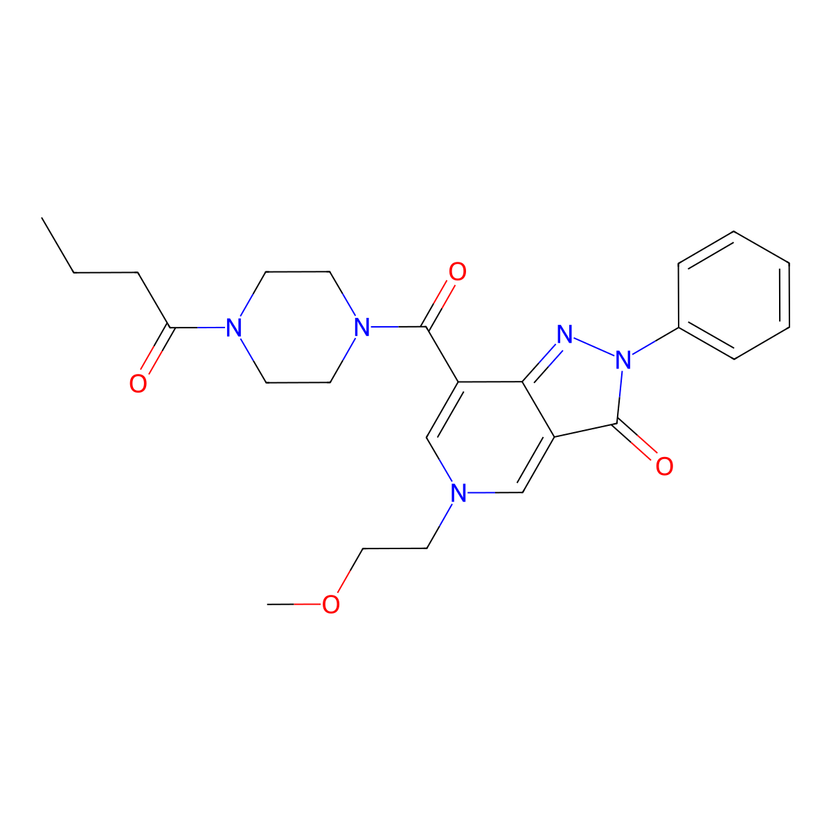 7-(4-butyrylpiperazine-1-carbonyl)-5-(2-methoxyethyl)-2-phenyl-2H-pyrazolo[4,3-c]pyridin-3(5H)-one molecular structure, CAS 1021095-74-8