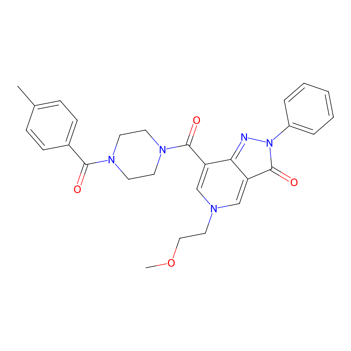 5-(2-methoxyethyl)-7-(4-(4-methylbenzoyl)piperazine-1-carbonyl)-2-phenyl-2H-pyrazolo[4,3-c]pyridin-3(5H)-one molecular structure, CAS 1021095-78-2