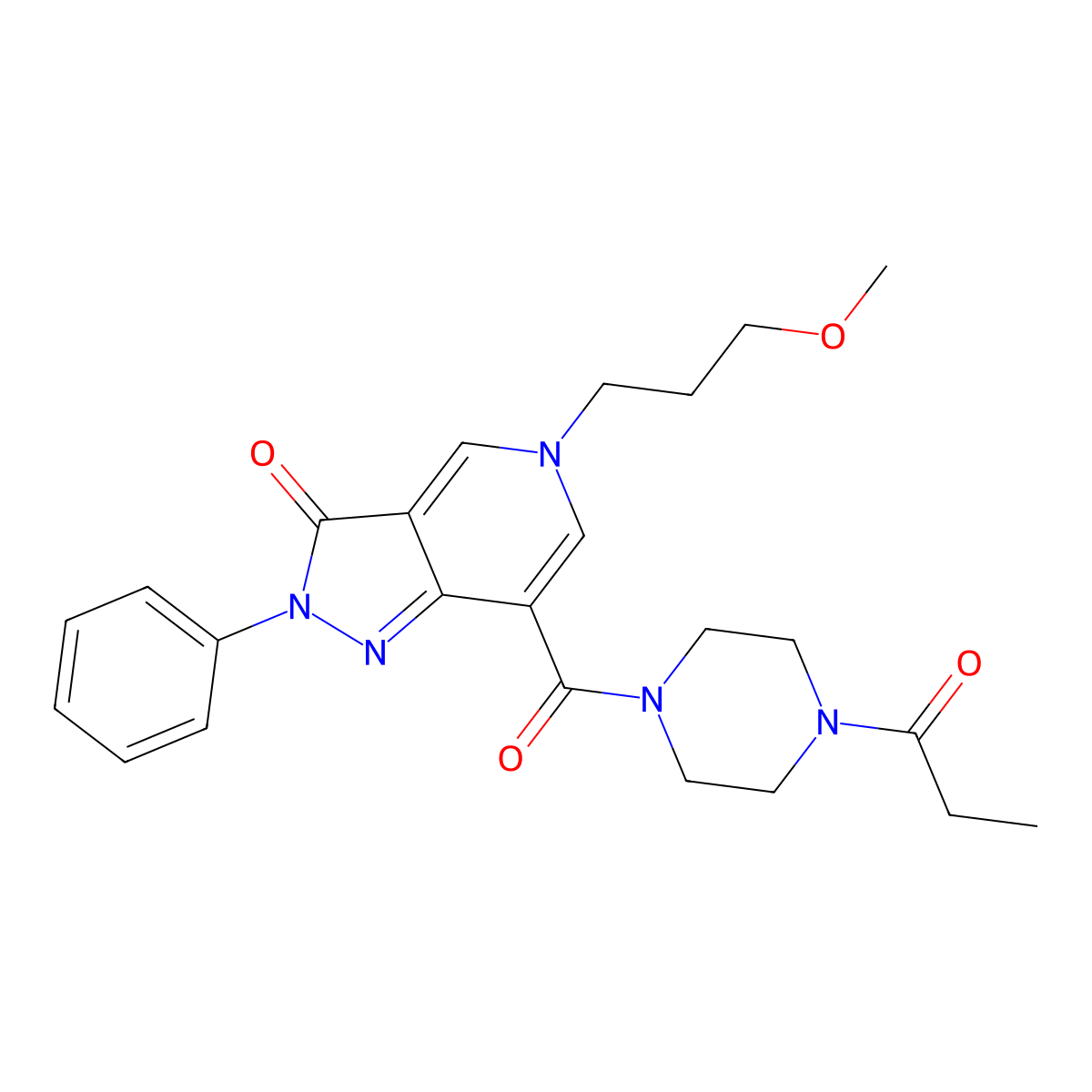 5-(3-methoxypropyl)-2-phenyl-7-(4-propionylpiperazine-1-carbonyl)-2H-pyrazolo[4,3-c]pyridin-3(5H)-one molecular structure, CAS 1021095-80-6