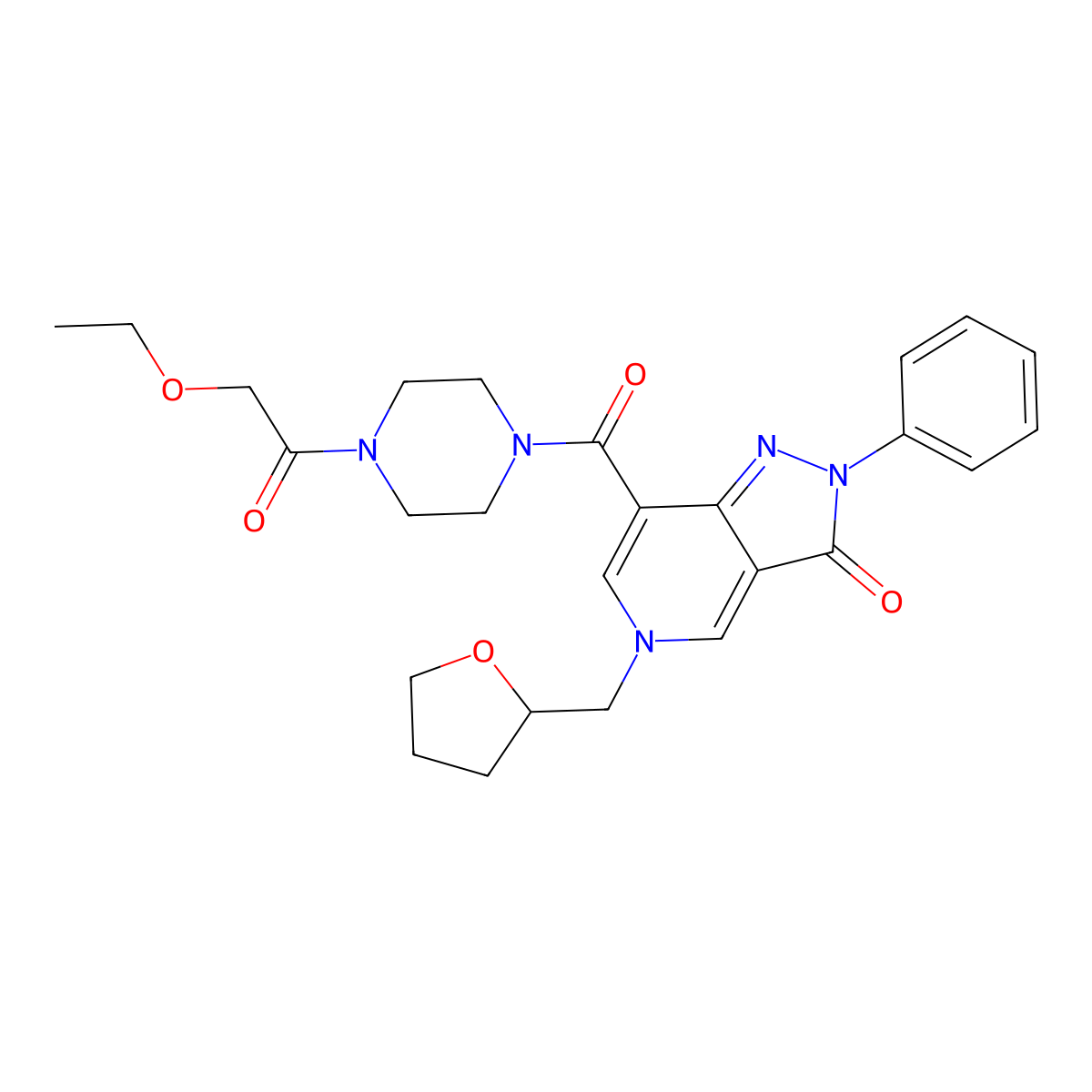 7-(4-(2-ethoxyacetyl)piperazine-1-carbonyl)-2-phenyl-5-((tetrahydrofuran-2-yl)methyl)-2H-pyrazolo[4,3-c]pyridin-3(5H)-one molecular structure, CAS 1021095-88-4