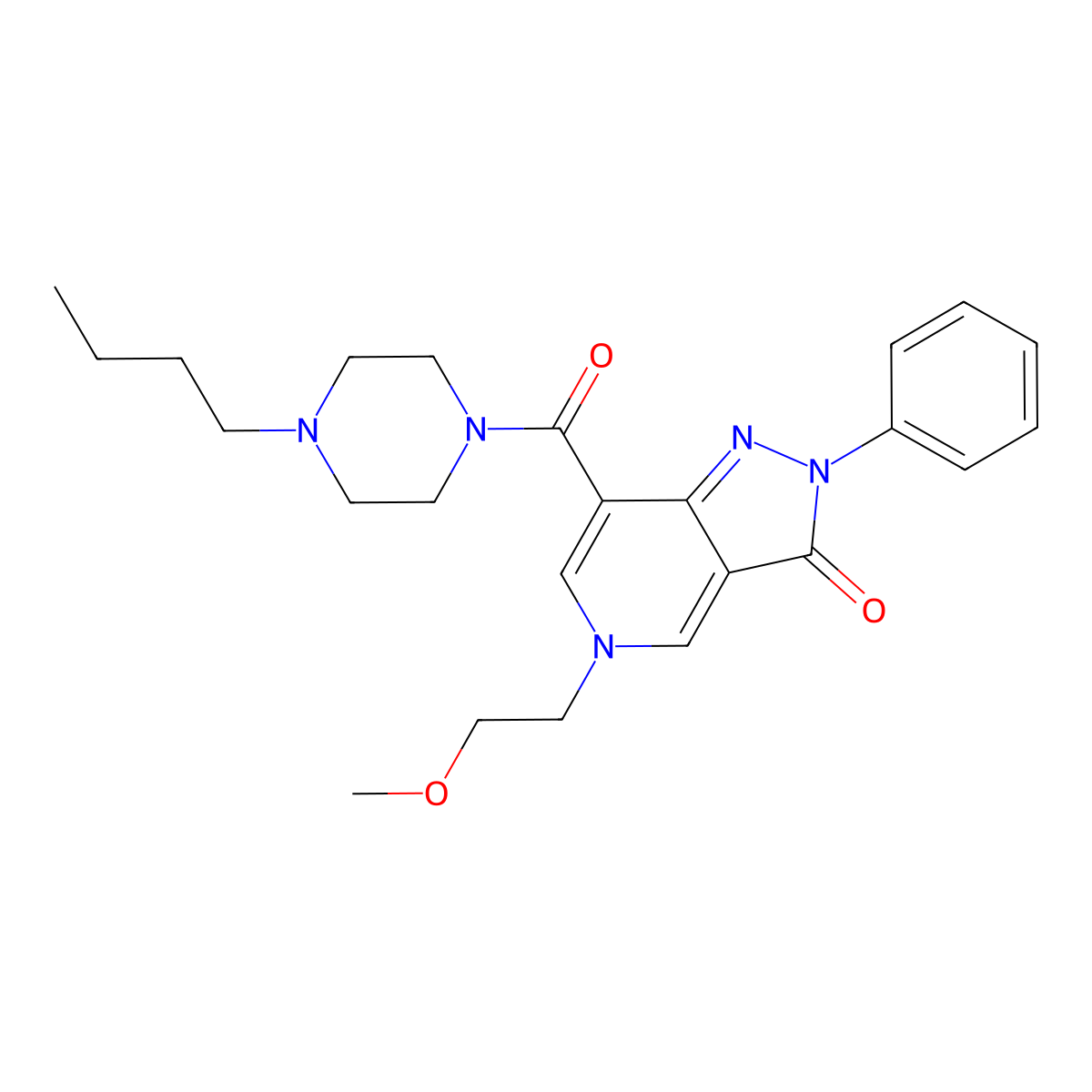 7-(4-butylpiperazine-1-carbonyl)-5-(2-methoxyethyl)-2-phenyl-2H-pyrazolo[4,3-c]pyridin-3(5H)-one molecular structure, CAS 1021095-90-8