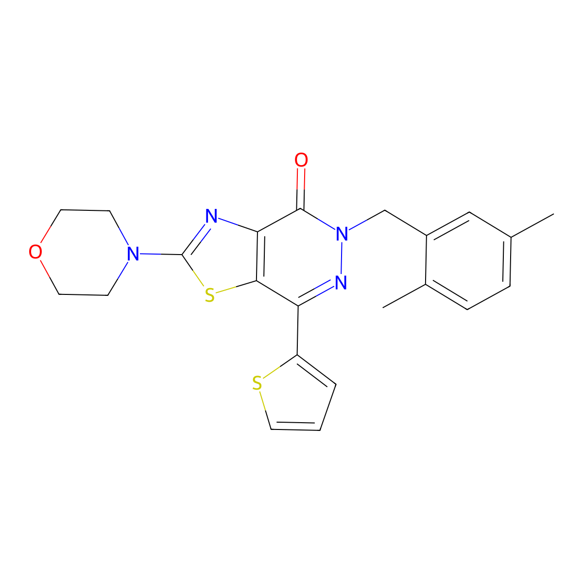 5-(2,5-dimethylbenzyl)-2-morpholino-7-(thiophen-2-yl)thiazolo[4,5-d]pyridazin-4(5H)-one molecular structure, CAS 1021096-09-2