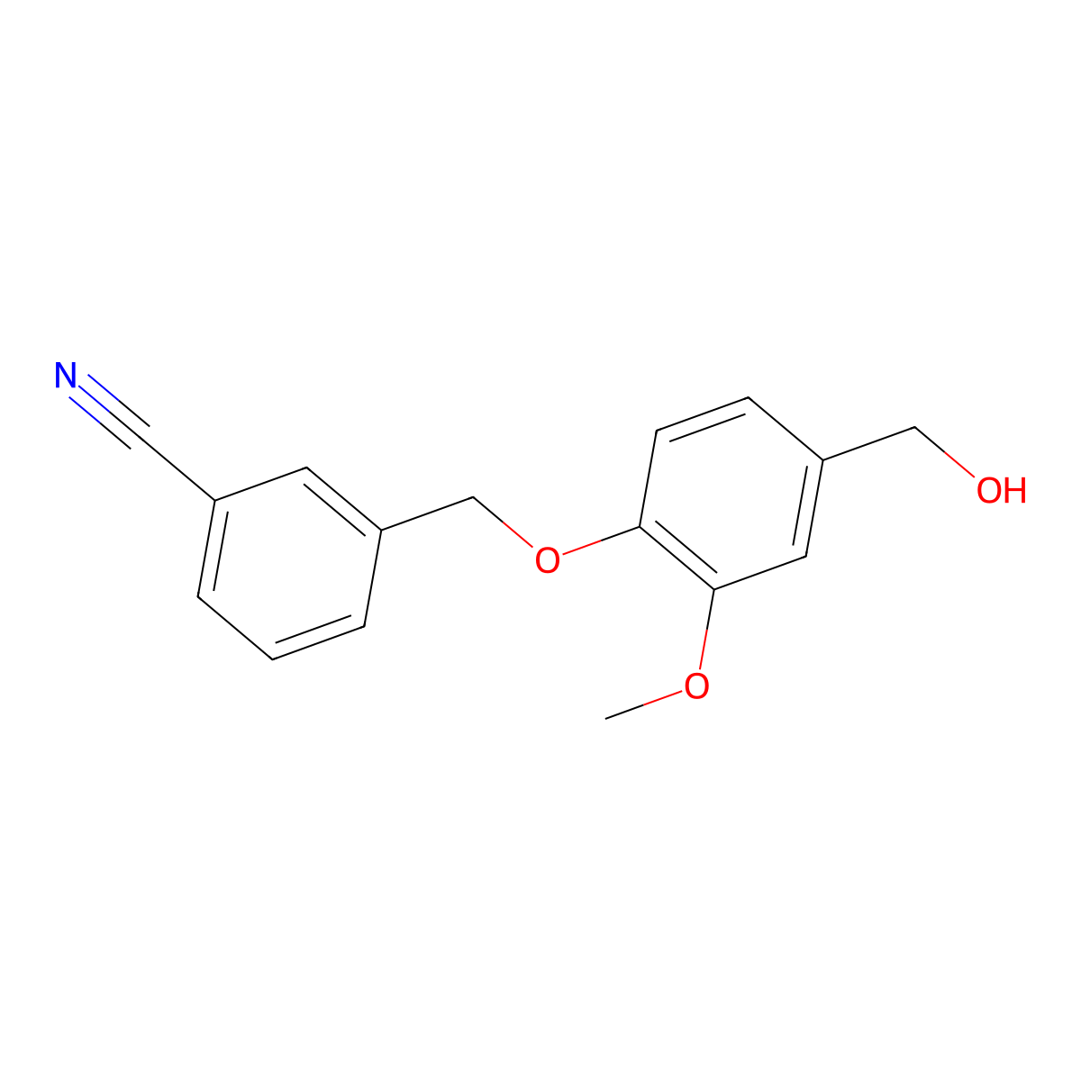 3-{[4-(Hydroxymethyl)-2-methoxyphenoxy]methyl}benzonitrile molecular structure, CAS 1021096-60-5
