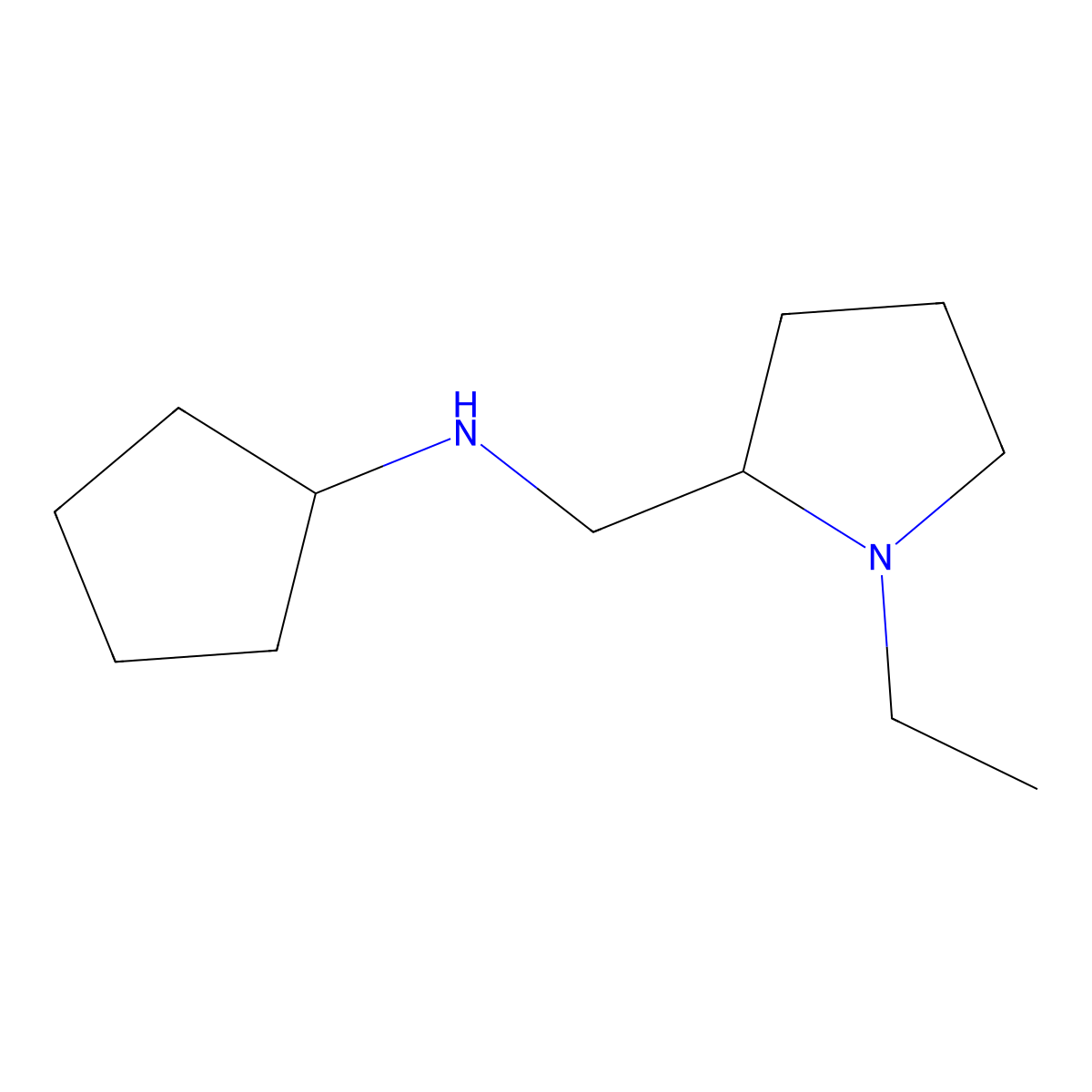 N-[(1-ethylpyrrolidin-2-yl)methyl]cyclopentanamine molecular structure, CAS 1021097-27-7