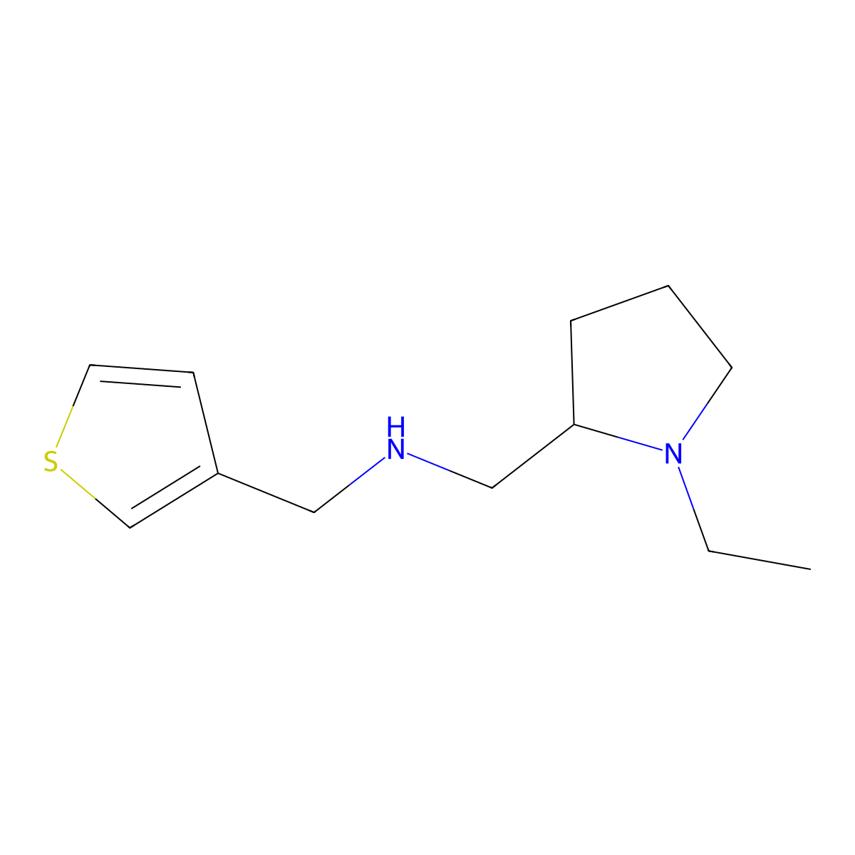 [(1-Ethylpyrrolidin-2-yl)methyl][(thiophen-3-yl)methyl]amine molecular structure, CAS 1021097-39-1