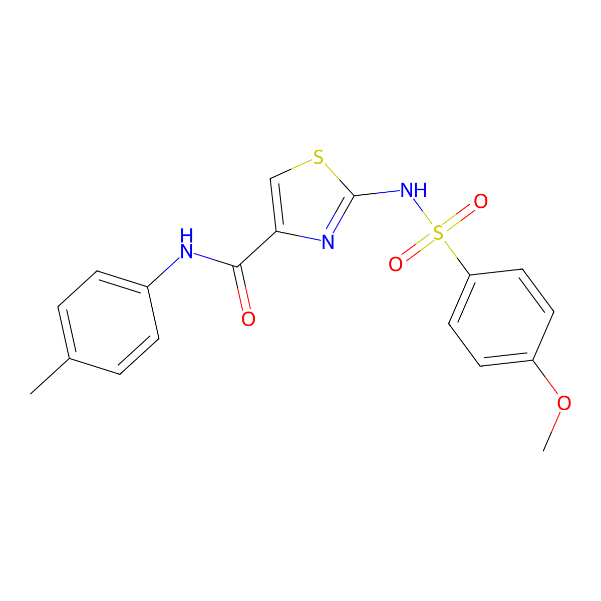 2-(4-methoxyphenylsulfonamido)-N-(p-tolyl)thiazole-4-carboxamide molecular structure, CAS 1021098-18-9