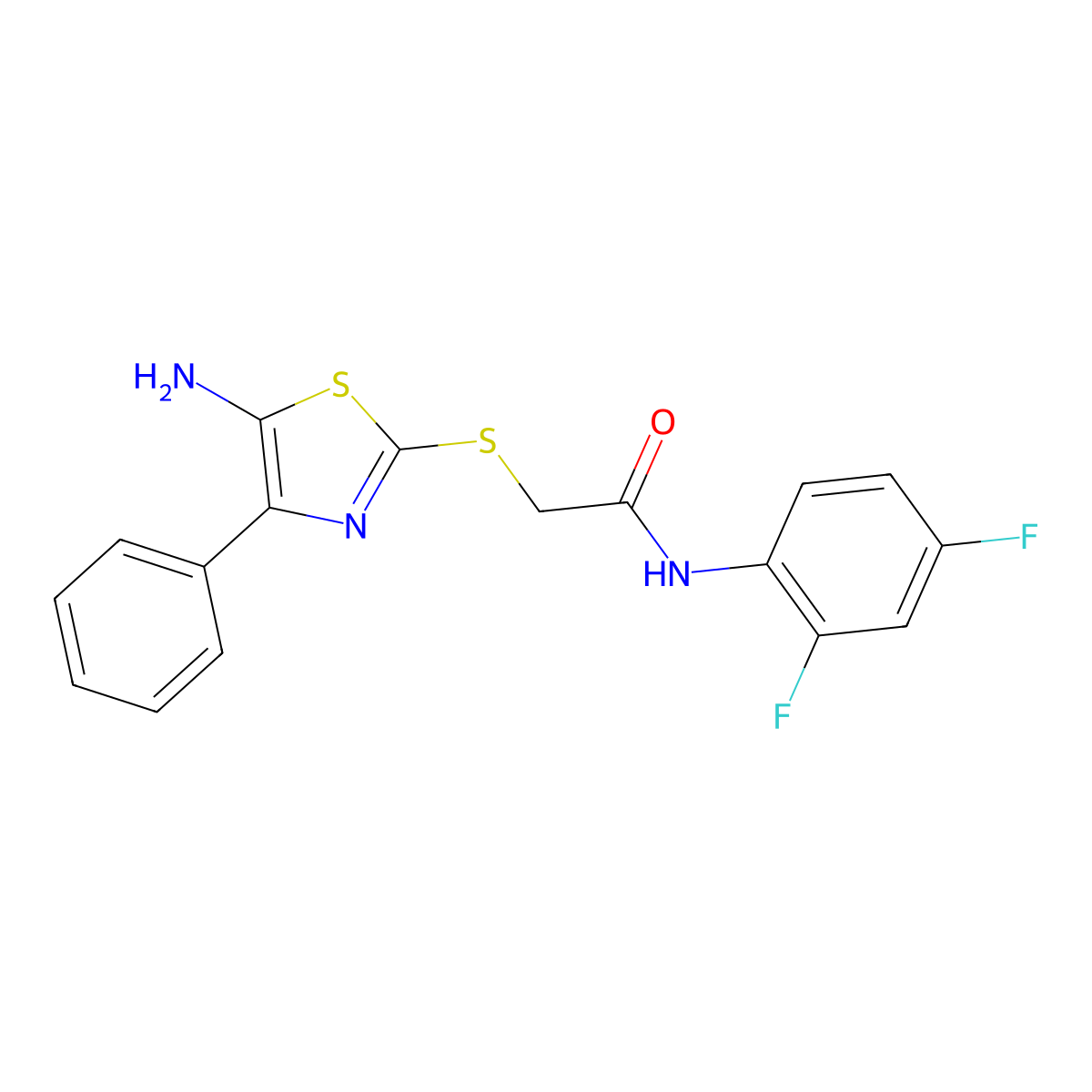 2-((5-amino-4-phenylthiazol-2-yl)thio)-N-(2,4-difluorophenyl)acetamide molecular structure, CAS 1021098-34-9