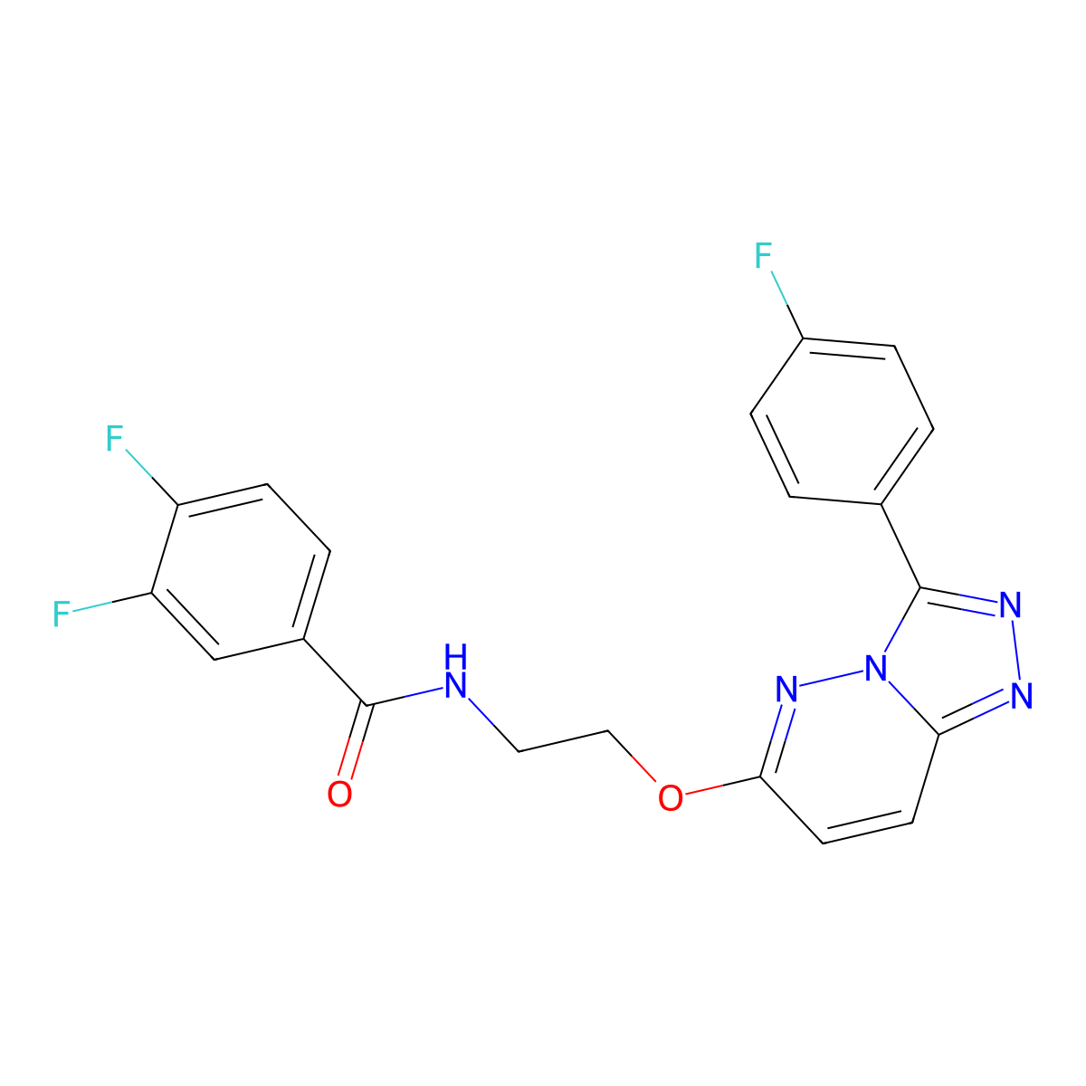 3,4-difluoro-N-(2-((3-(4-fluorophenyl)-[1,2,4]triazolo[4,3-b]pyridazin-6-yl)oxy)ethyl)benzamide molecular structure, CAS 1021098-44-1