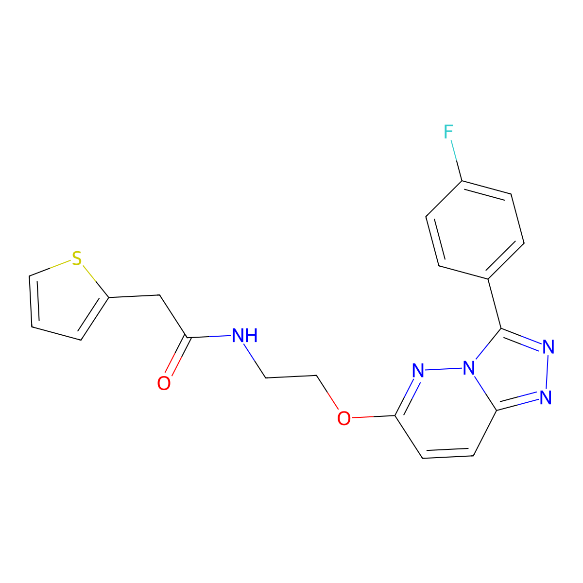 N-(2-((3-(4-fluorophenyl)-[1,2,4]triazolo[4,3-b]pyridazin-6-yl)oxy)ethyl)-2-(thiophen-2-yl)acetamide molecular structure, CAS 1021098-47-4