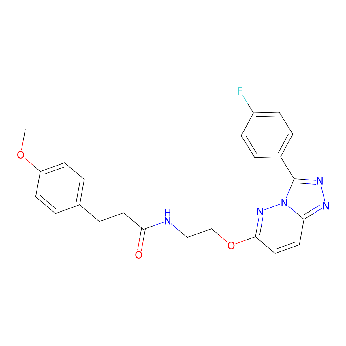 N-(2-((3-(4-fluorophenyl)-[1,2,4]triazolo[4,3-b]pyridazin-6-yl)oxy)ethyl)-3-(4-methoxyphenyl)propanamide molecular structure, CAS 1021098-50-9