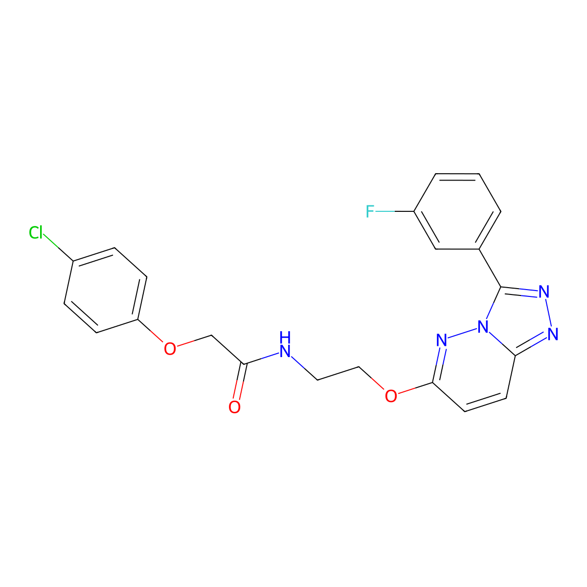 2-(4-chlorophenoxy)-N-(2-((3-(3-fluorophenyl)-[1,2,4]triazolo[4,3-b]pyridazin-6-yl)oxy)ethyl)acetamide molecular structure, CAS 1021098-69-0