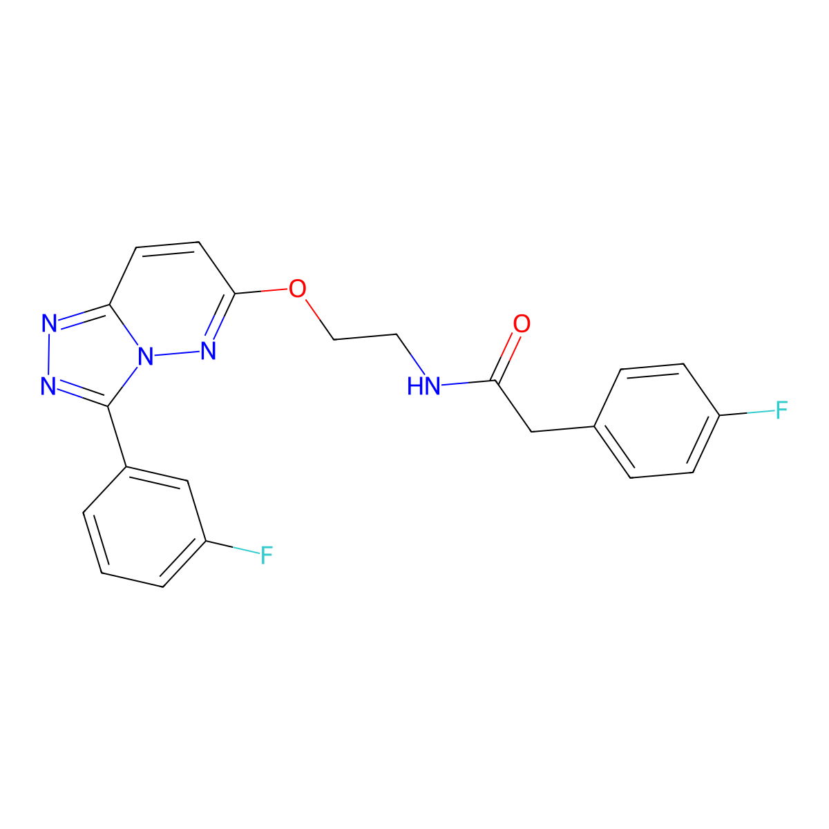 2-(4-fluorophenyl)-N-(2-((3-(3-fluorophenyl)-[1,2,4]triazolo[4,3-b]pyridazin-6-yl)oxy)ethyl)acetamide molecular structure, CAS 1021098-72-5